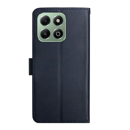 For Honor 200 Smart Global HT02 Genuine Leather Fingerprint-proof Flip Phone Case(Blue) - Honor Cases by buy2fix | Online Shopping UK | buy2fix