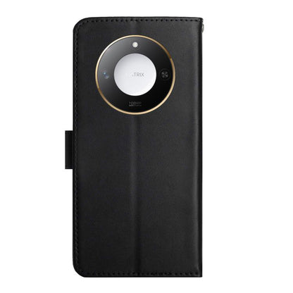 For Honor X9c Smart HT02 Genuine Leather Fingerprint-proof Flip Phone Case(Black) - Honor Cases by buy2fix | Online Shopping UK | buy2fix