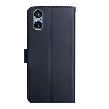 For Sony Xperia 5 V Genuine Leather Fingerprint-proof Horizontal Flip Phone Case(Blue) - Sony Cases by buy2fix | Online Shopping UK | buy2fix