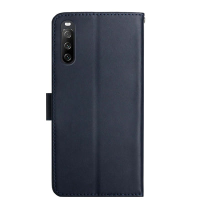 For Sony Xperia 10 VI Genuine Leather Fingerprint-proof Horizontal Flip Phone Case(Blue) - Sony Cases by buy2fix | Online Shopping UK | buy2fix