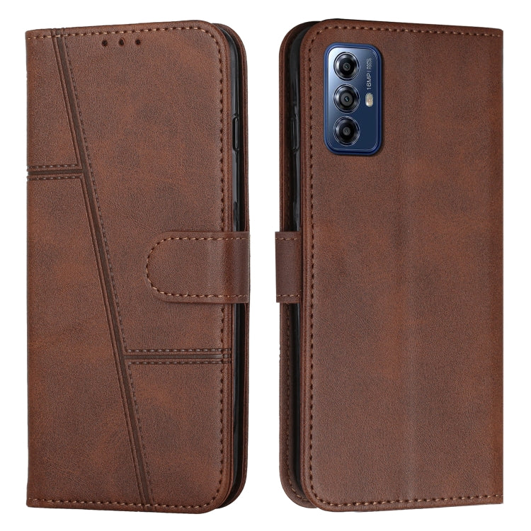 For Motorola Moto G Play 5G 2024 Stitching Calf Texture Buckle Leather Phone Case(Brown) - Motorola Cases by buy2fix | Online Shopping UK | buy2fix