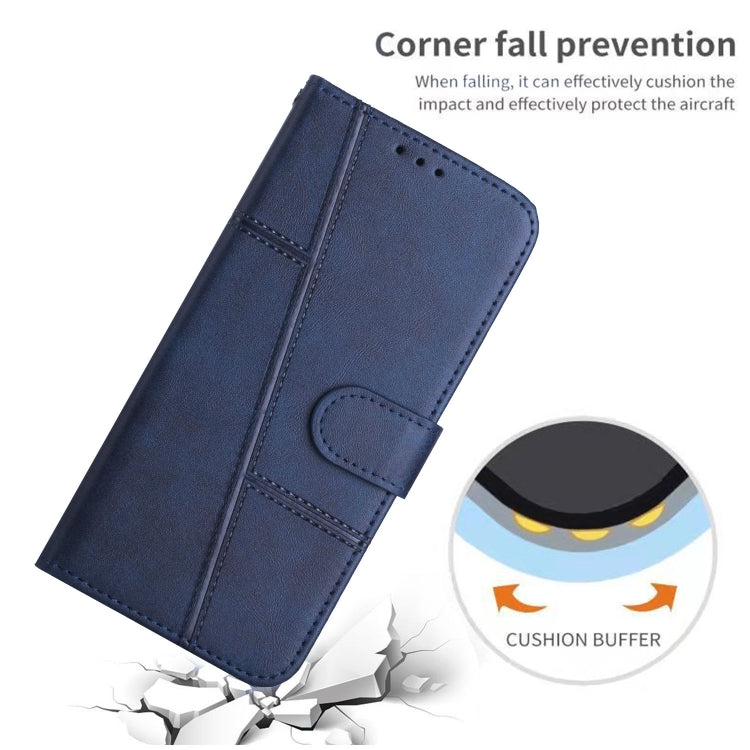 For Motorola Moto G Play 5G 2024 Stitching Calf Texture Buckle Leather Phone Case(Blue) - Motorola Cases by buy2fix | Online Shopping UK | buy2fix