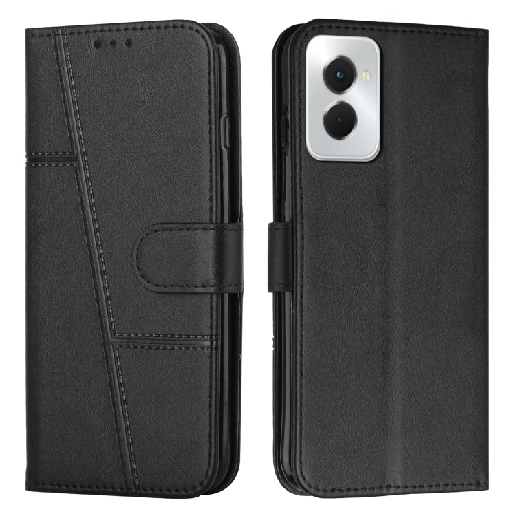 For Motorola Moto G Power 2024 Stitching Calf Texture Buckle Leather Phone Case(Black) - Motorola Cases by buy2fix | Online Shopping UK | buy2fix