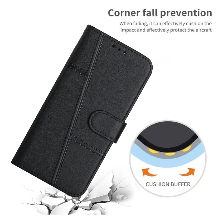 For Motorola Moto G Power 2024 Stitching Calf Texture Buckle Leather Phone Case(Black) - Motorola Cases by buy2fix | Online Shopping UK | buy2fix