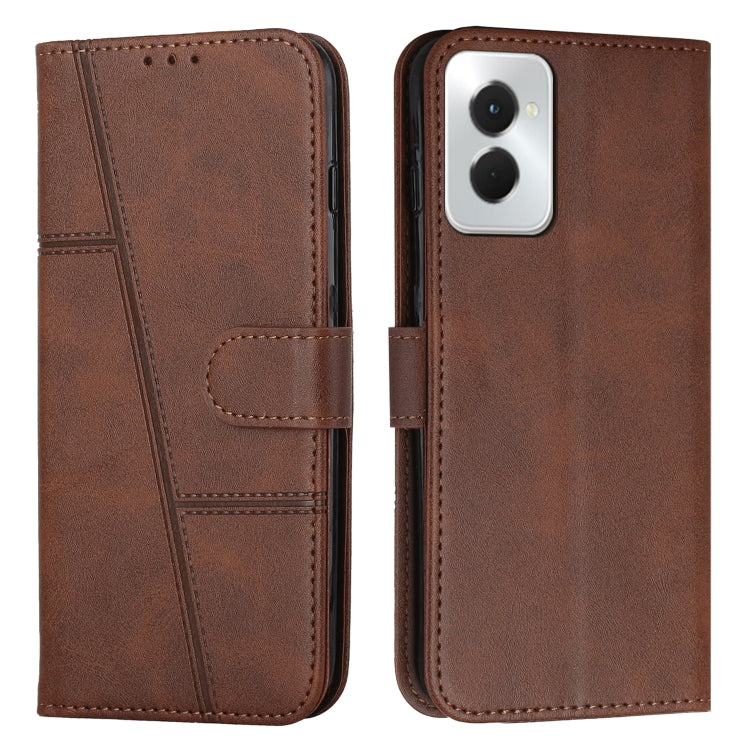 For Motorola Moto G Power 2024 Stitching Calf Texture Buckle Leather Phone Case(Brown) - Motorola Cases by buy2fix | Online Shopping UK | buy2fix