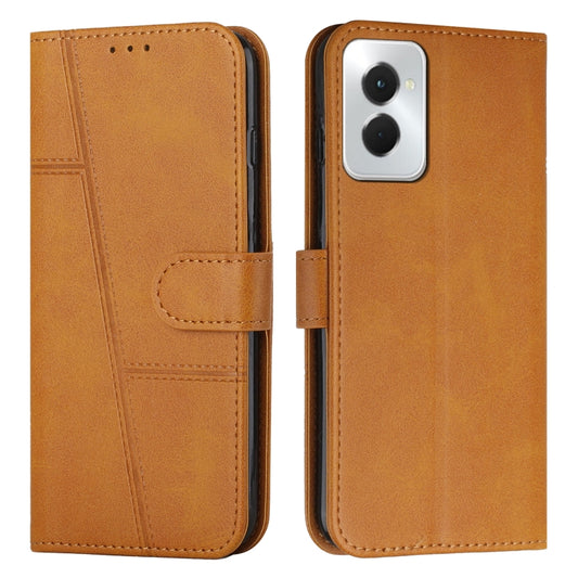 For Motorola Moto G Power 2024 Stitching Calf Texture Buckle Leather Phone Case(Yellow) - Motorola Cases by buy2fix | Online Shopping UK | buy2fix