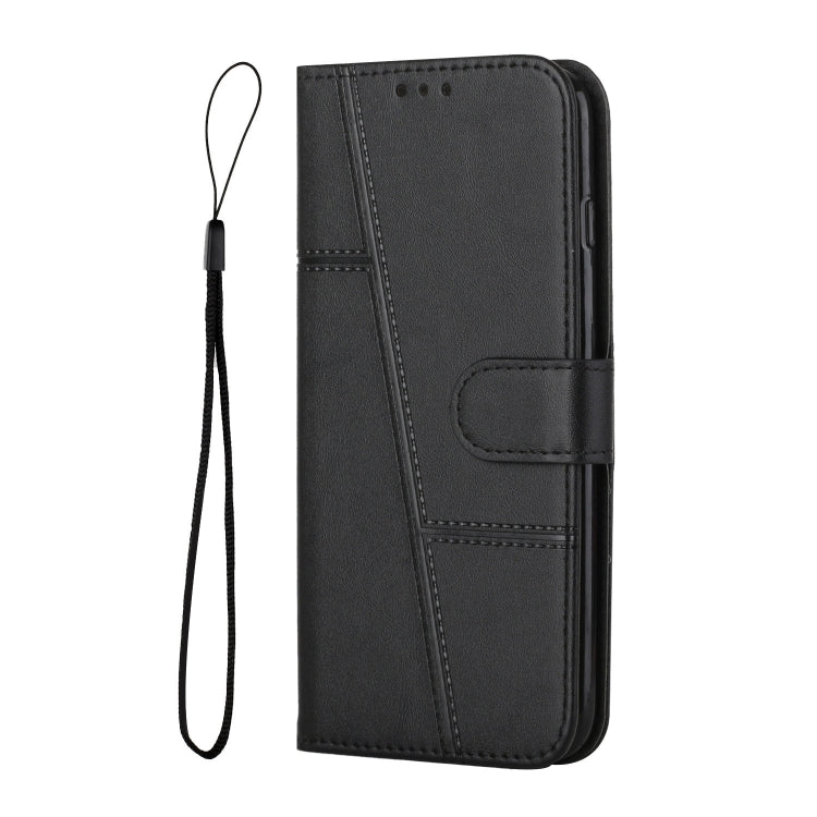 For Motorola Moto G Play 5G 2024/G 5G 2024 Stitching Calf Texture Buckle Leather Phone Case(Black) - Motorola Cases by buy2fix | Online Shopping UK | buy2fix