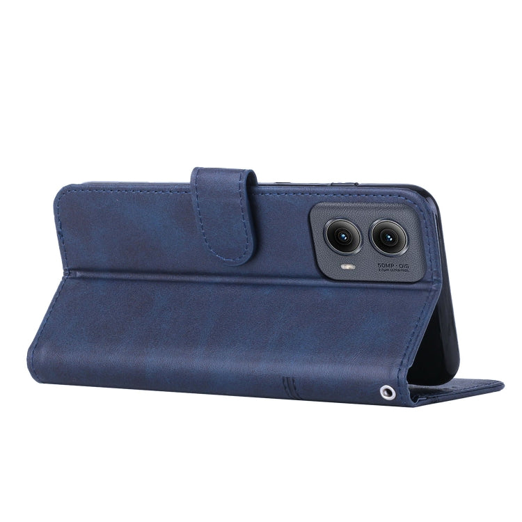 For Motorola Edge 2024 Stitching Calf Texture Buckle Leather Phone Case(Blue) by buy2fix