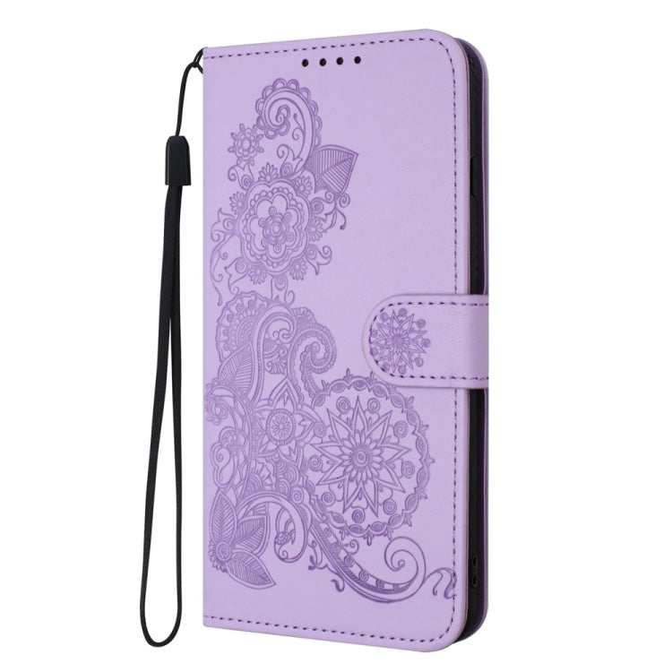 For Motorola Edge 5G 2024 Datura Flower Embossed Flip Leather Phone Case(Purple) - Motorola Cases by buy2fix | Online Shopping UK | buy2fix