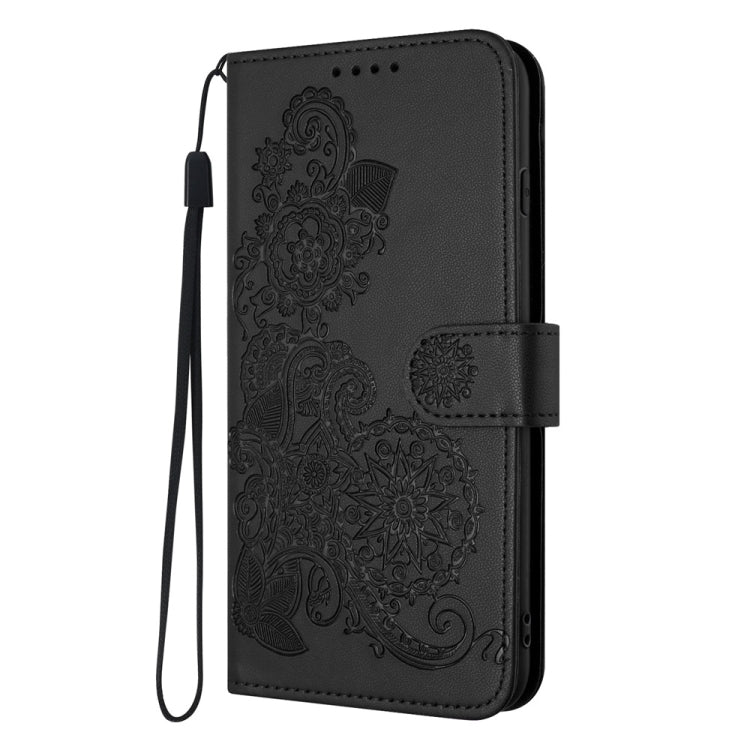 For Motorola Moto G Power 5G 2024 Datura Flower Embossed Flip Leather Phone Case(Black) - Motorola Cases by buy2fix | Online Shopping UK | buy2fix