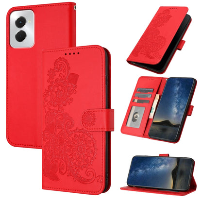 For Motorola Moto G Power 5G 2024 Datura Flower Embossed Flip Leather Phone Case(Red) - Motorola Cases by buy2fix | Online Shopping UK | buy2fix