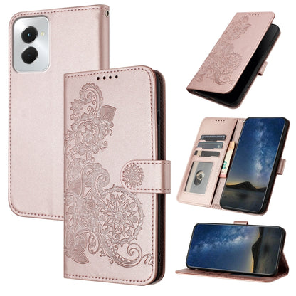 For Motorola Moto G Power 5G 2024 Datura Flower Embossed Flip Leather Phone Case(Rose Gold) - Motorola Cases by buy2fix | Online Shopping UK | buy2fix