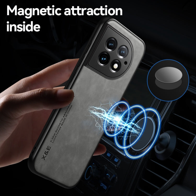 For OnePlus 13 Skin Feel Magnetic Leather Back Phone Case(Dark Grey) by buy2fix