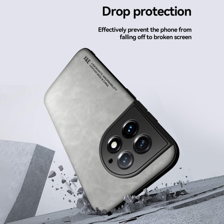 For OnePlus 13 Skin Feel Magnetic Leather Back Phone Case(Dark Grey) by buy2fix