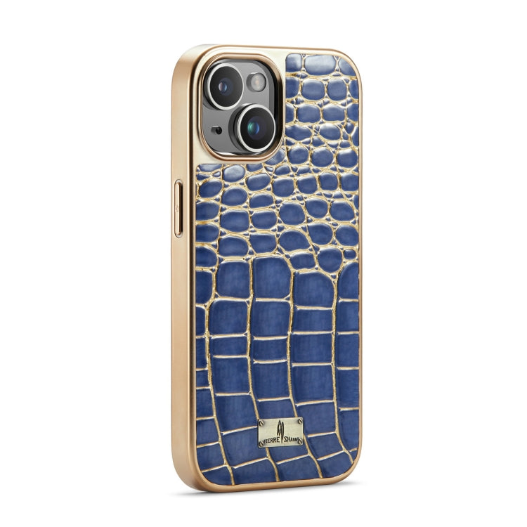 For iPhone 15 Pro Fierre Shann Crocodile Texture Electroplating PU Phone Case(Blue) - iPhone 15 Pro Cases by FIERRE SHANN | Online Shopping UK | buy2fix