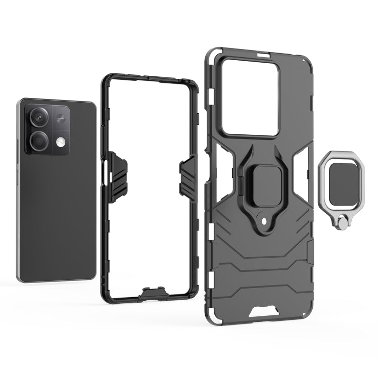 For Xiaomi Redmi Note 13 Shockproof PC + TPU Holder Phone Case(Black) - Xiaomi Cases by buy2fix | Online Shopping UK | buy2fix