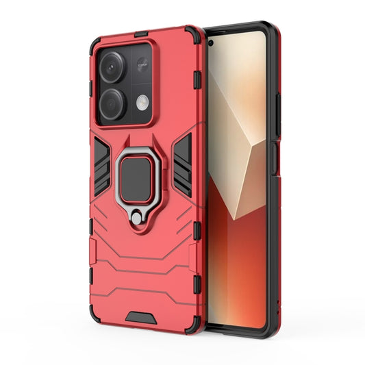 For Xiaomi Redmi Note 13 Shockproof PC + TPU Holder Phone Case(Red) by buy2fix