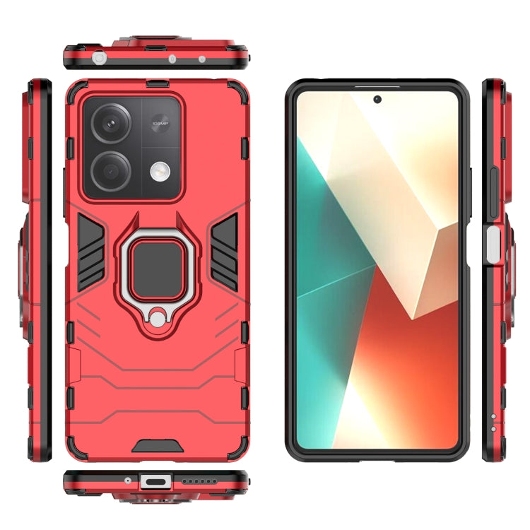 For Xiaomi Redmi Note 13 Shockproof PC + TPU Holder Phone Case(Red) by buy2fix