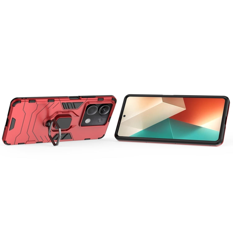 For Xiaomi Redmi Note 13 Shockproof PC + TPU Holder Phone Case(Red) by buy2fix