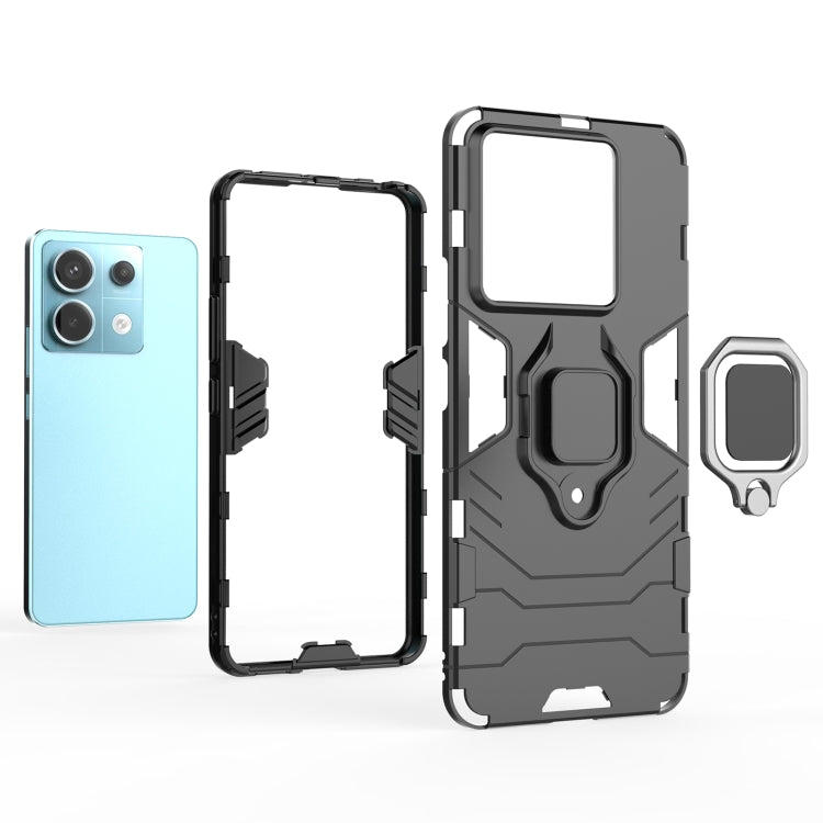 For Xiaomi Redmi Note 13 Pro Shockproof PC + TPU Holder Phone Case(Black) by buy2fix