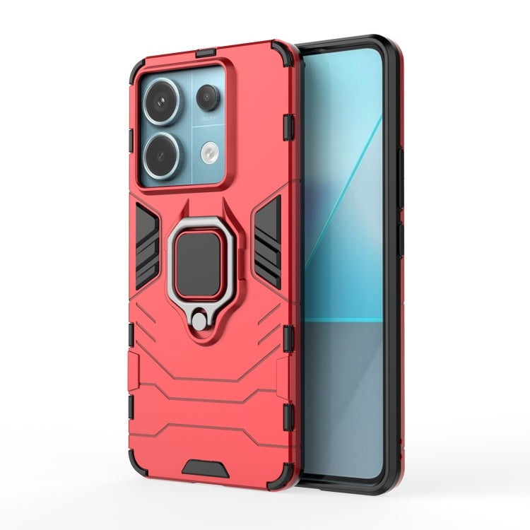 For Xiaomi Redmi Note 13 Pro Shockproof PC + TPU Holder Phone Case(Red) - Xiaomi Cases by buy2fix | Online Shopping UK | buy2fix