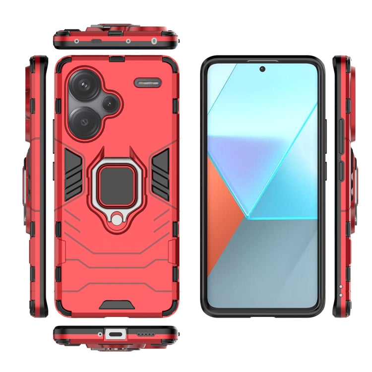 For Xiaomi Redmi Note 13 Pro+ Shockproof PC + TPU Holder Phone Case(Red) by buy2fix