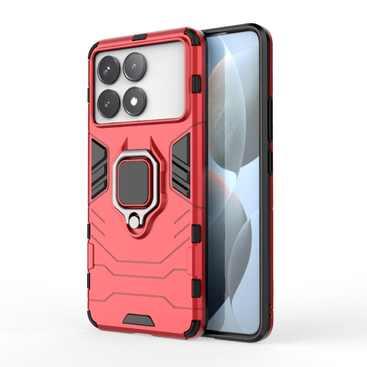 For Xiaomi Redmi K70 Shockproof PC + TPU Holder Phone Case(Red) - K70 Cases by buy2fix | Online Shopping UK | buy2fix