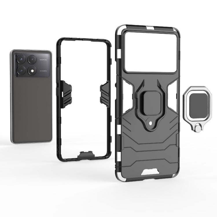 For Xiaomi Redmi K70E Shockproof PC + TPU Holder Phone Case(Black) - K70E Cases by buy2fix | Online Shopping UK | buy2fix