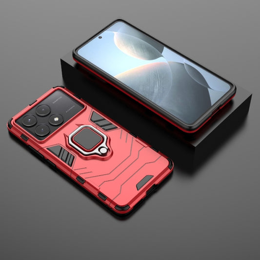For Xiaomi Redmi K70E Shockproof PC + TPU Holder Phone Case(Red) by buy2fix