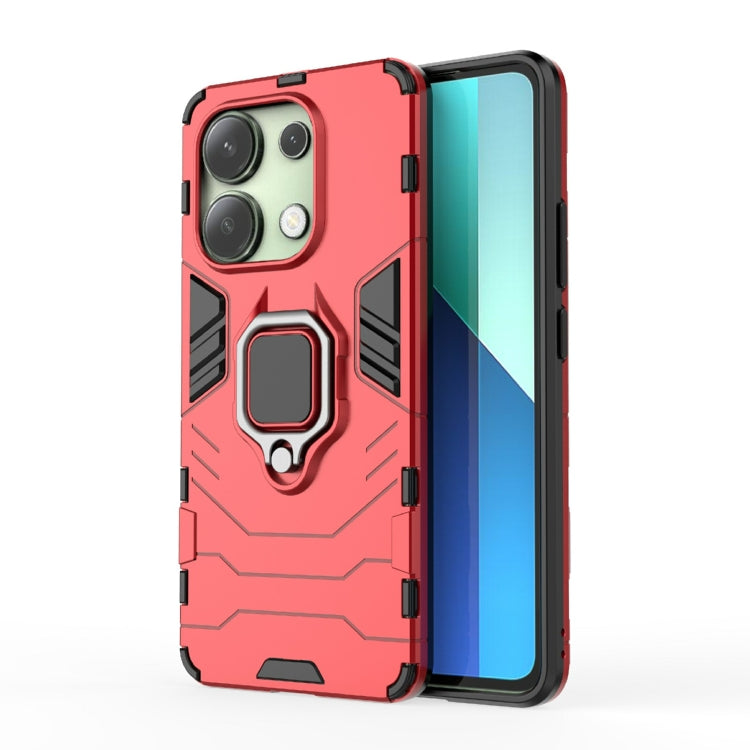 For Xiaomi Redmi Note 13 4G Shockproof PC + TPU Holder Phone Case(Red) - Note 13 Cases by buy2fix | Online Shopping UK | buy2fix