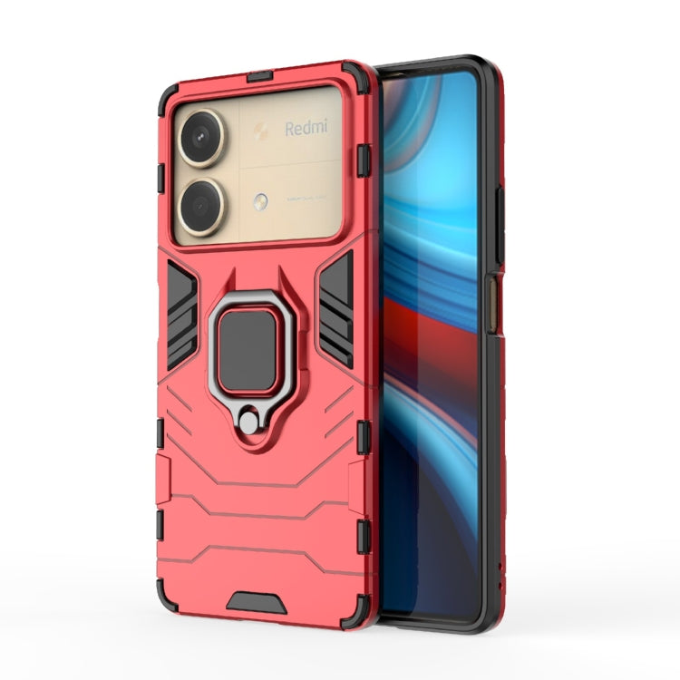 For Xiaomi Redmi Note 13R Pro 5G Shockproof PC + TPU Holder Phone Case(Red) - Xiaomi Cases by buy2fix | Online Shopping UK | buy2fix