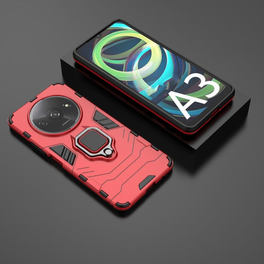 For Xiaomi Redmi A3 4G Shockproof PC + TPU Holder Phone Case(Red) by buy2fix