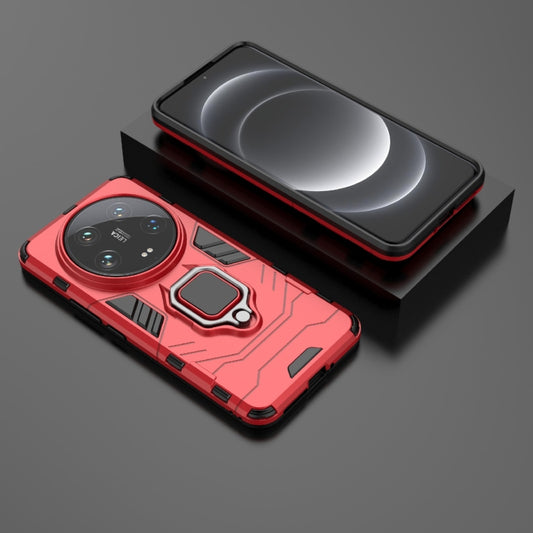 For Xiaomi 14 Ultra Shockproof PC + TPU Holder Phone Case(Red) by buy2fix