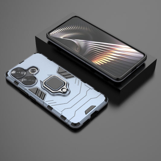 For Xiaomi Poco F6 Shockproof PC + TPU Holder Phone Case(Navy Blue) by buy2fix