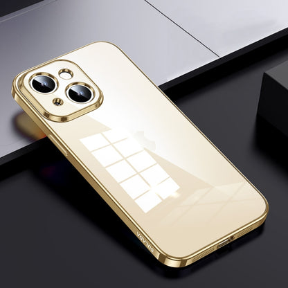 For iPhone 15 SULADA Shine Through Series Plating TPU Transparent Phone Case(Gold) - iPhone 15 Cases by SULADA | Online Shopping UK | buy2fix