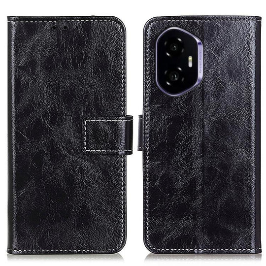For Honor 400 Global 156.5mm Retro Crazy Horse Texture Flip Leather Phone Case(Black)