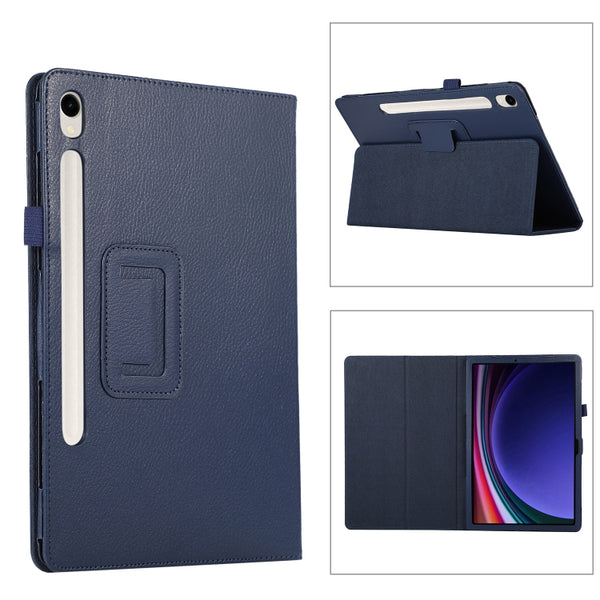 For Samsung Galaxy Tab S9+ / S10+ Litchi Texture Leather Tablet Case with Holder(Dark Blue) by buy2fix