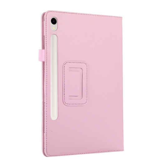 For Samsung Galaxy Tab S9 Ultra Litchi Texture Leather Tablet Case with Holder(Pink) by buy2fix