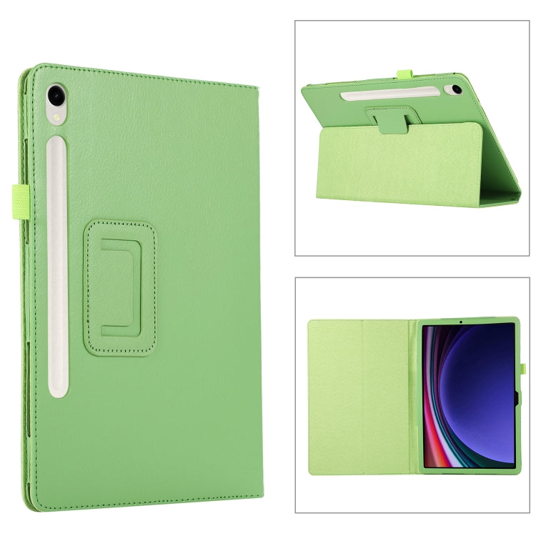 For Samsung Galaxy Tab S9 Ultra Litchi Texture Leather Tablet Case with Holder(Green) - Other Galaxy Tab PC by buy2fix | Online Shopping UK | buy2fix