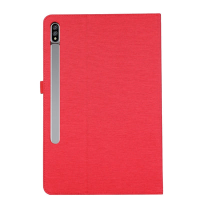 For Samsung Galaxy Tab S9+ Horizontal Flip TPU + Fabric PU Leather Tablet Case(Red) - Galaxy Tab S9+ Cases by buy2fix | Online Shopping UK | buy2fix