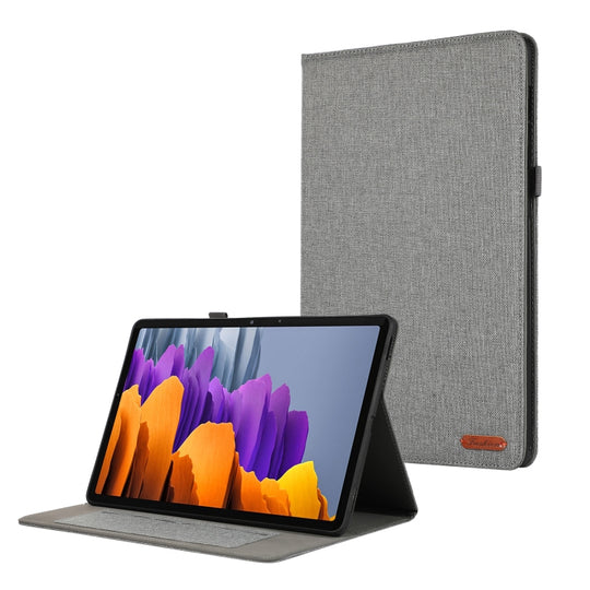 For Samsung Galaxy Tab S10 Ultra Fabric Texture Horizontal Flip Leather Tablet Case(Grey)