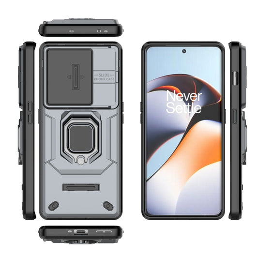 For OnePlus 11R 5G Sliding Camshield TPU + PC Shockproof Phone Case with Holder(Grey) by buy2fix