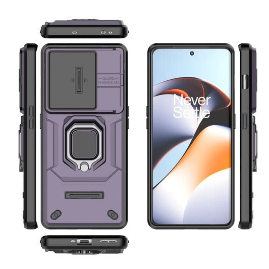 For OnePlus 11R 5G Sliding Camshield TPU + PC Shockproof Phone Case with Holder(Purple) by buy2fix