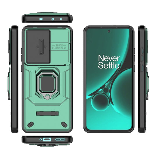 For OnePlus Nord CE3 5G Sliding Camshield TPU + PC Shockproof Phone Case with Holder(Green) by buy2fix
