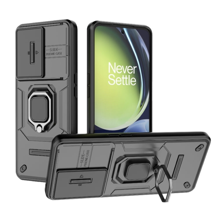 For OnePlus Nord CE 3 Lite 5G Sliding Camshield TPU + PC Shockproof Phone Case with Holder(Black) by buy2fix