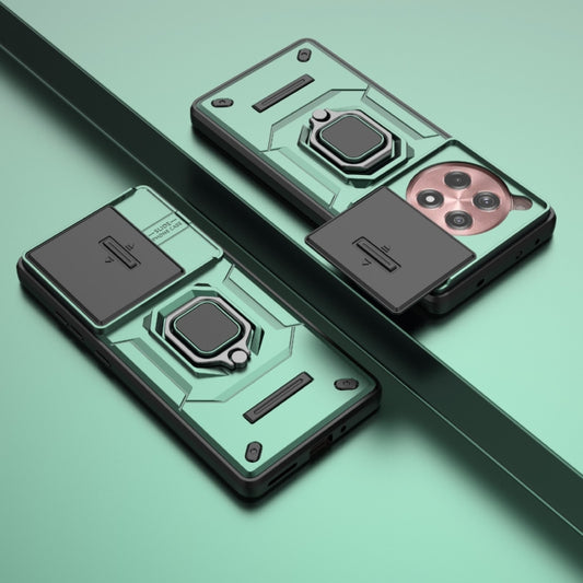 For OnePlus ACE 3 5G Sliding Camshield TPU + PC Shockproof Phone Case with Holder(Green) by buy2fix