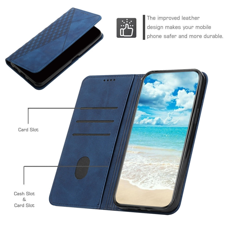 For Motorola Moto G Play 2024 Diamond Splicing Skin Feel Magnetic Leather Phone Case(Blue) - Motorola Cases by buy2fix | Online Shopping UK | buy2fix