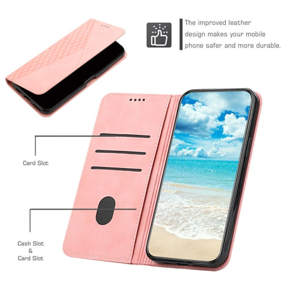 For Motorola Moto G Play 2024 Diamond Splicing Skin Feel Magnetic Leather Phone Case(Rose Gold) - Motorola Cases by buy2fix | Online Shopping UK | buy2fix