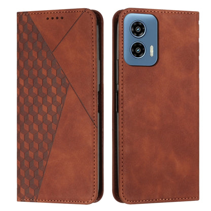 For Motorola Moto G Play 5G 2024 / G 5G 2024 Diamond Splicing Skin Feel Magnetic Leather Phone Case(Brown) - Motorola Cases by buy2fix | Online Shopping UK | buy2fix