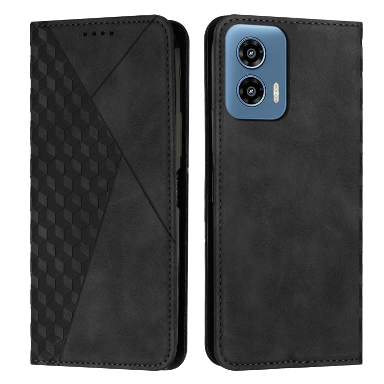 For Motorola Moto G Play 5G 2024 / G 5G 2024 Diamond Splicing Skin Feel Magnetic Leather Phone Case(Black) - Motorola Cases by buy2fix | Online Shopping UK | buy2fix